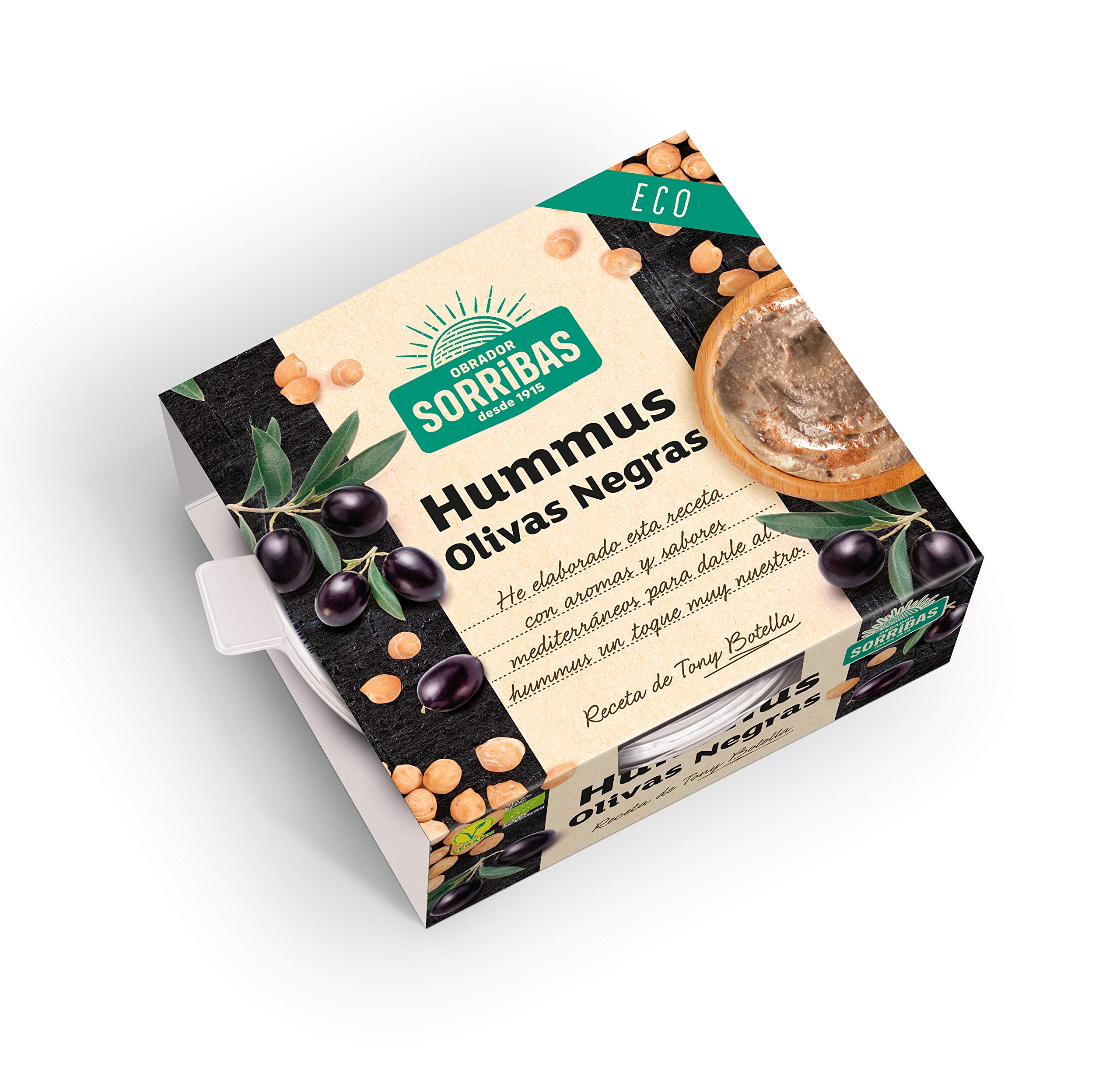 Hummus de Olivas Negras de Aragón, Fuente de Fibra, Apto para Dieta Vegetariana, Perfecto como Picoteo, 240g