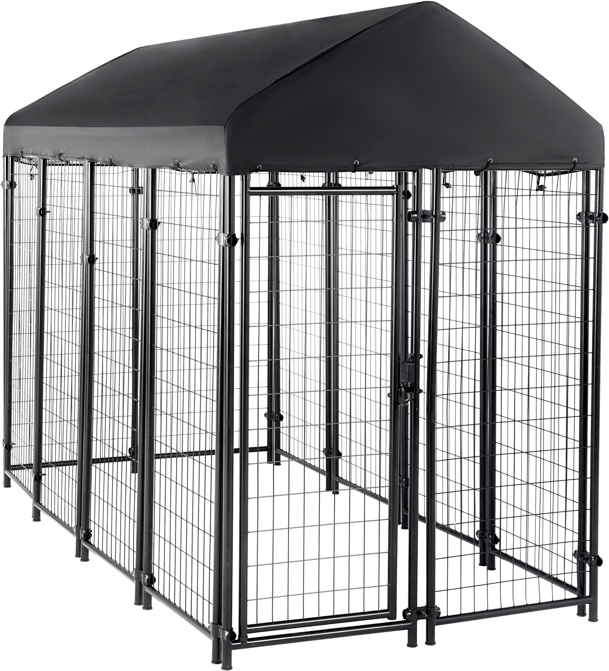 Welded Rectangular Outdoor Secure Wire Crate Kennel for Cat, Dog Large, Black, 102 x 48 x 72 inches
