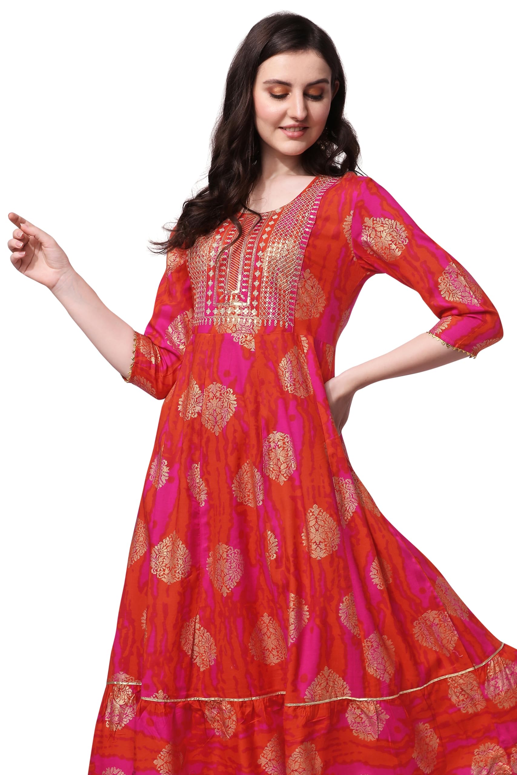 mirchi fashion Women's Cotton Relaxed Fit A Line Kurti-picture-14