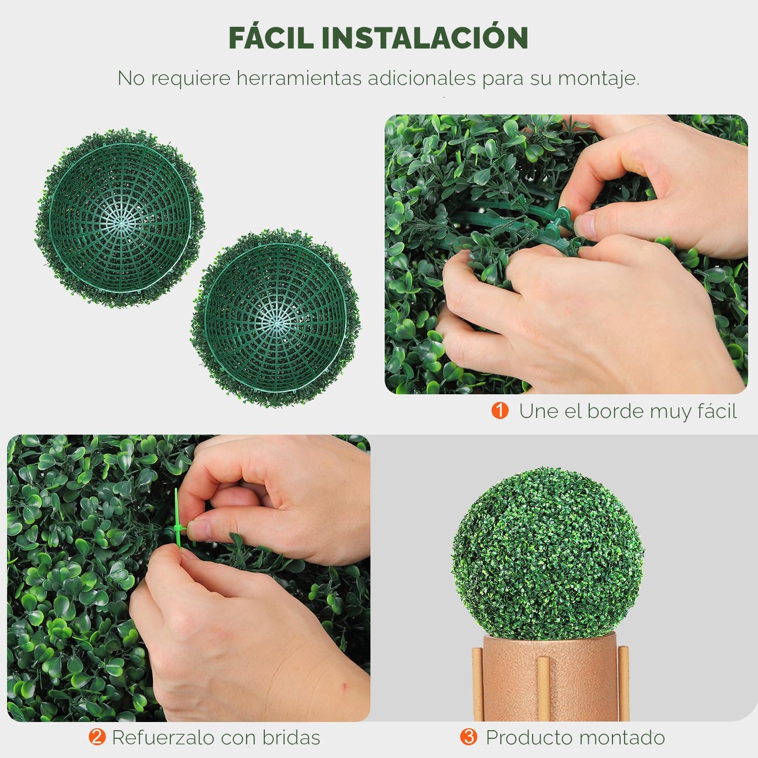 Bola de Césped Artificial, Bola de topiario de boj, Bola de Planta de plástico Verde con 5 tamaños para Espacios Interiores, jardín, decoración de Bodas y decoración del hogar (23CM)