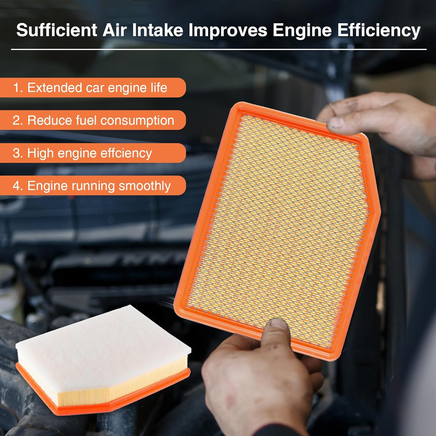 84121219 Engine Air Filter & cf11966 Cabin Air Filter (w/Activated Carbon) fit for 2019-2024 Chevrolet Silverado 1500, Tahoe, Suburban, Sierra 1500, Yukon, Yukon XL, Escalade Replace 13356916, CA12404