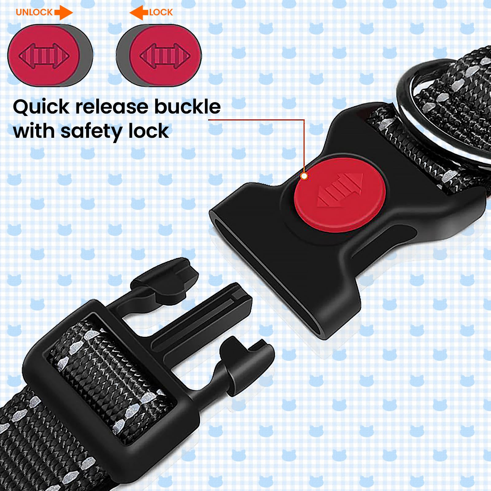 Guoxintech Reflective Nylon Dog Collar and Lead Set, Black - Image 4