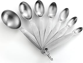Spring Chef Stainless Steel Measuring Spoons Set of 7, Oval Metal Teaspoon & Tablespoon Measuring Spoons - Nesting Kitchen Gadgets For Baking & Cooking, Dual Measurements - Dry & Liquid Ingredients
