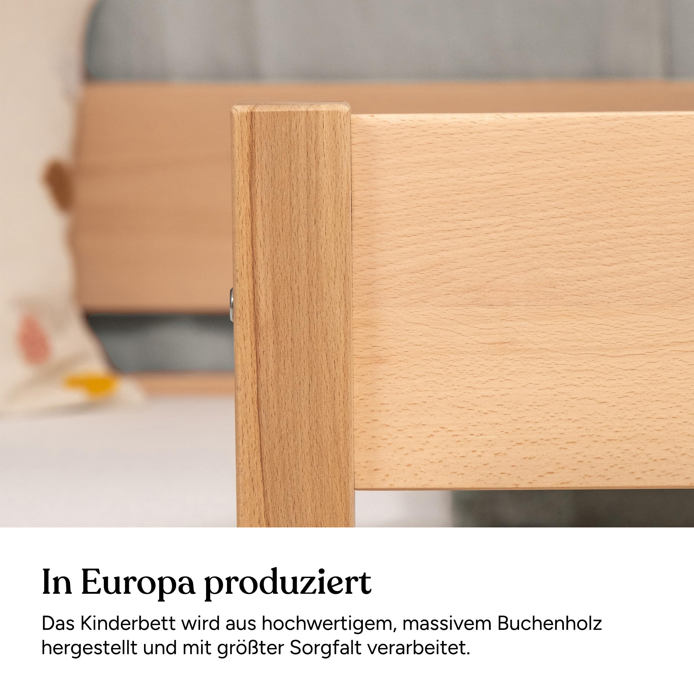 Ehrenkind® Kinderbett Buche Nova | FSC® Zertifiziert | Kinderbett mit Rausfallschutz | Massivholz inkl. Lattenrost | 120x200cm weiß mit Bettkasten | Bett 120x200 | Kinder Bett