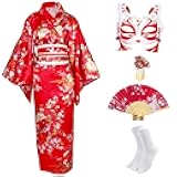 Halloween Costumes for Women 2025-Japanese Geisha Kimono Dress Anime Cosplay Yukata Robe for Parties