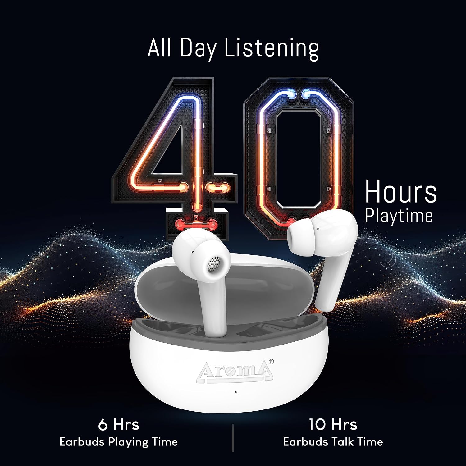 AROMA NB126 Beast earbuds in open charging case