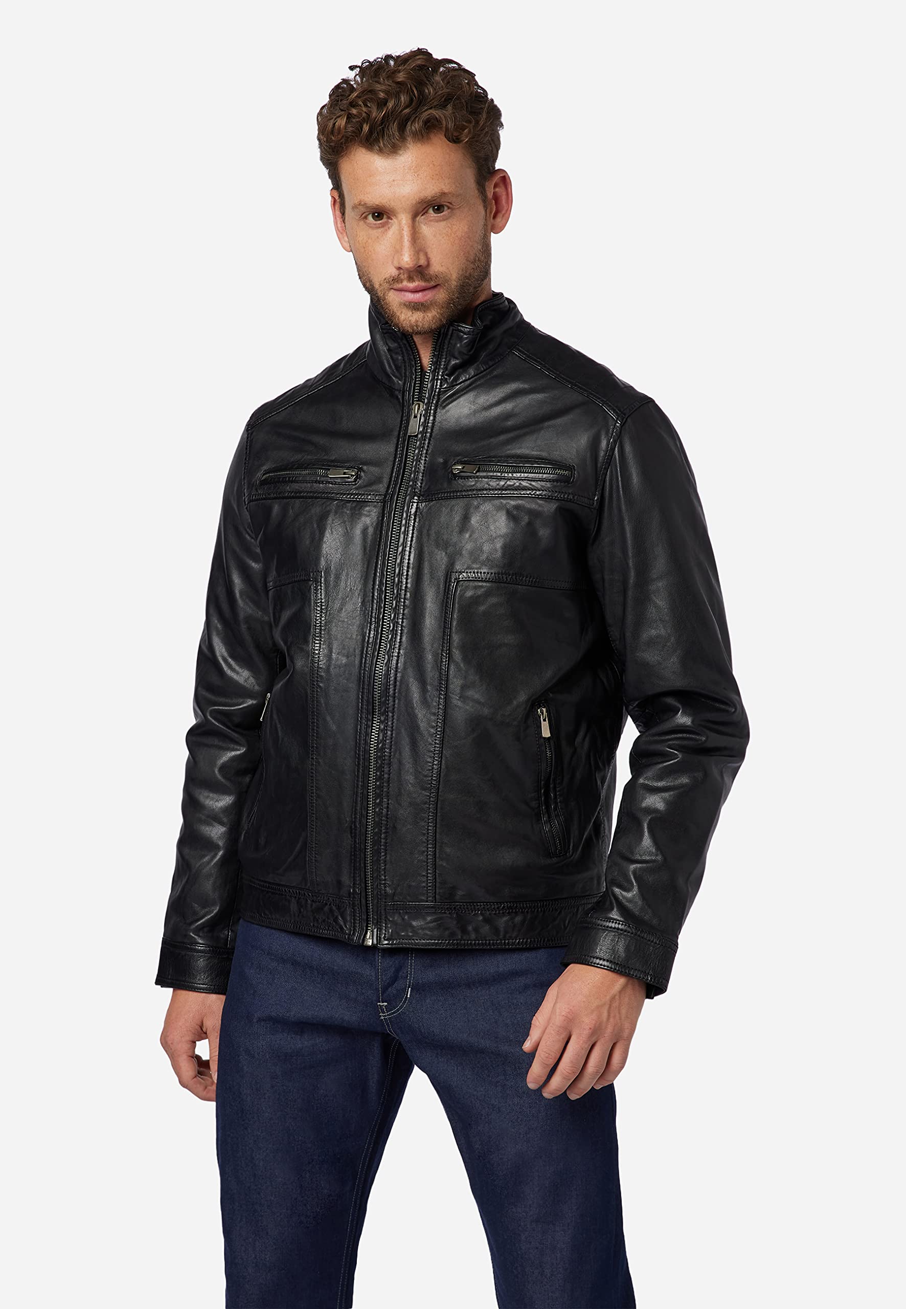 Albat Herren Bikerjacke aus Premium Lammleder