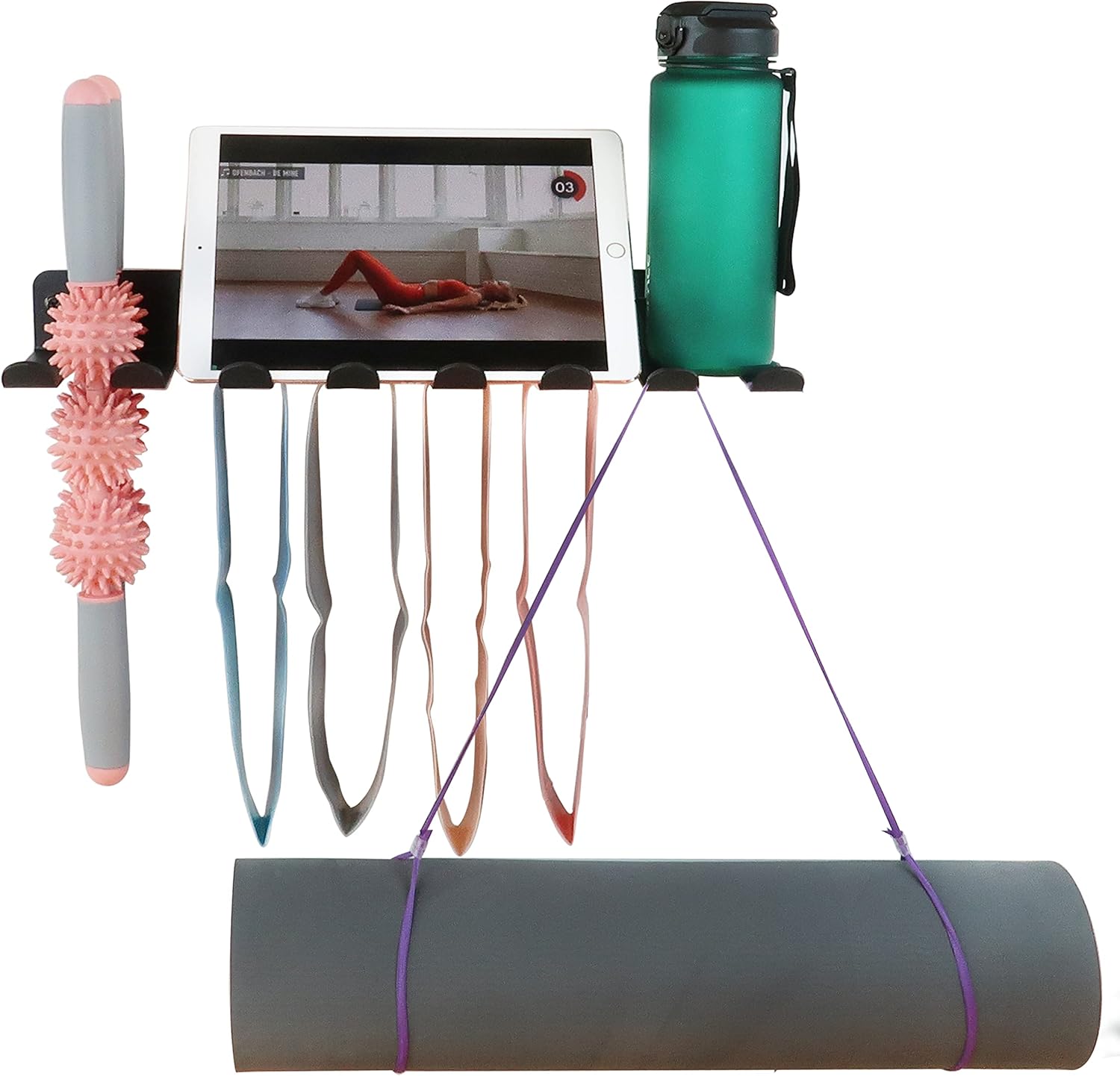 Multi-Purpose Storage Rack Resistance Bands Rack Gym Storage Rack Fitness Bands Rack Heavy Duty Rack for Resistance Bands, Straps, Jump Ropes, Foam Rollers, Chains, Weight Belts, Tools (M-17)