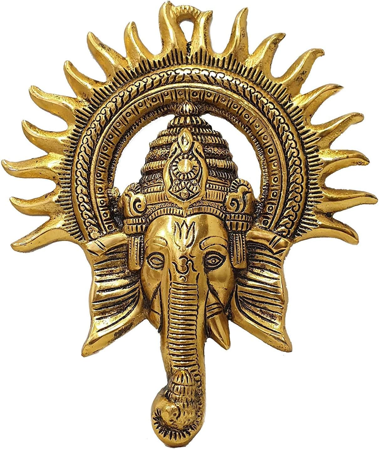 Anshika InternationalGold Metal Decorative Ganesha Wall Hanging For Home Decor (Size 8 x 9.5inch)