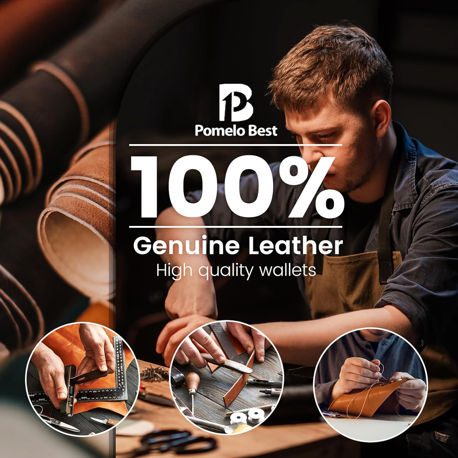 Pomelo Best Genuine Leather Thin Bifold Wallet Credit Card Holder for Men with Coin Pocket Minimalist Wallet - Image 2