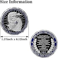 Vista 4 de Moneda de desafío de oración policial San Miguel Dios bendecido a la policía, delgada línea azul aplicación de la ley regalos de agradecimiento