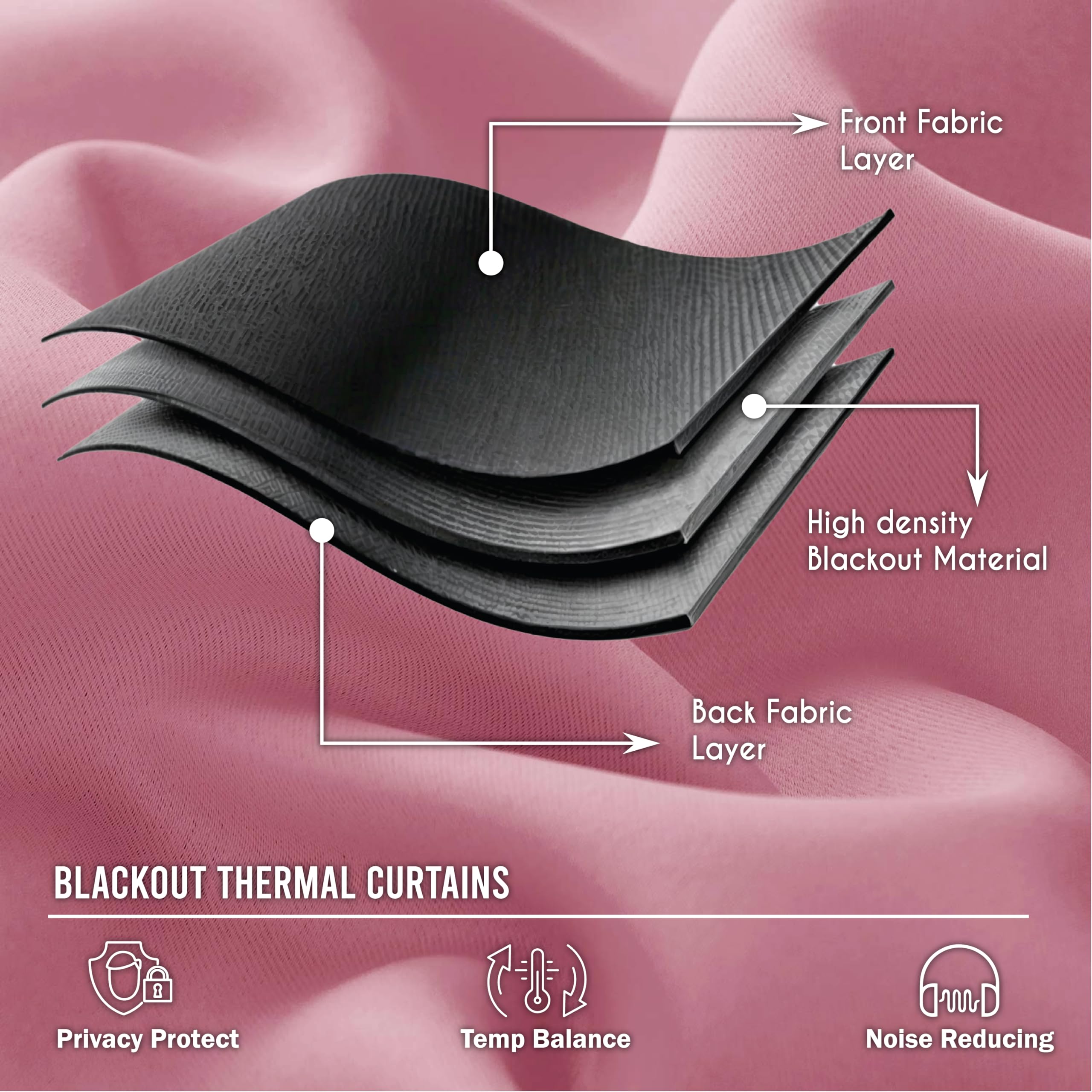 funky gadgets Blackout Curtains for Bedroom 54 Inch Drop Thermal Insulated Eyelet Curtains & Drapes Black Out Curtain for Kitchen Living Room 2 Panels (90x54 Inch Pink) - Image 3
