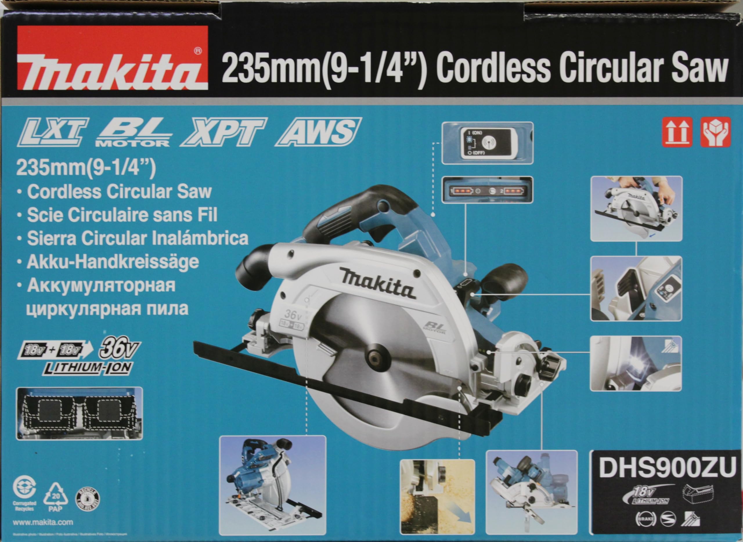 MAKITA DHS900ZU - Sierra circular 235mm 18vx2 lxt aws + adt
