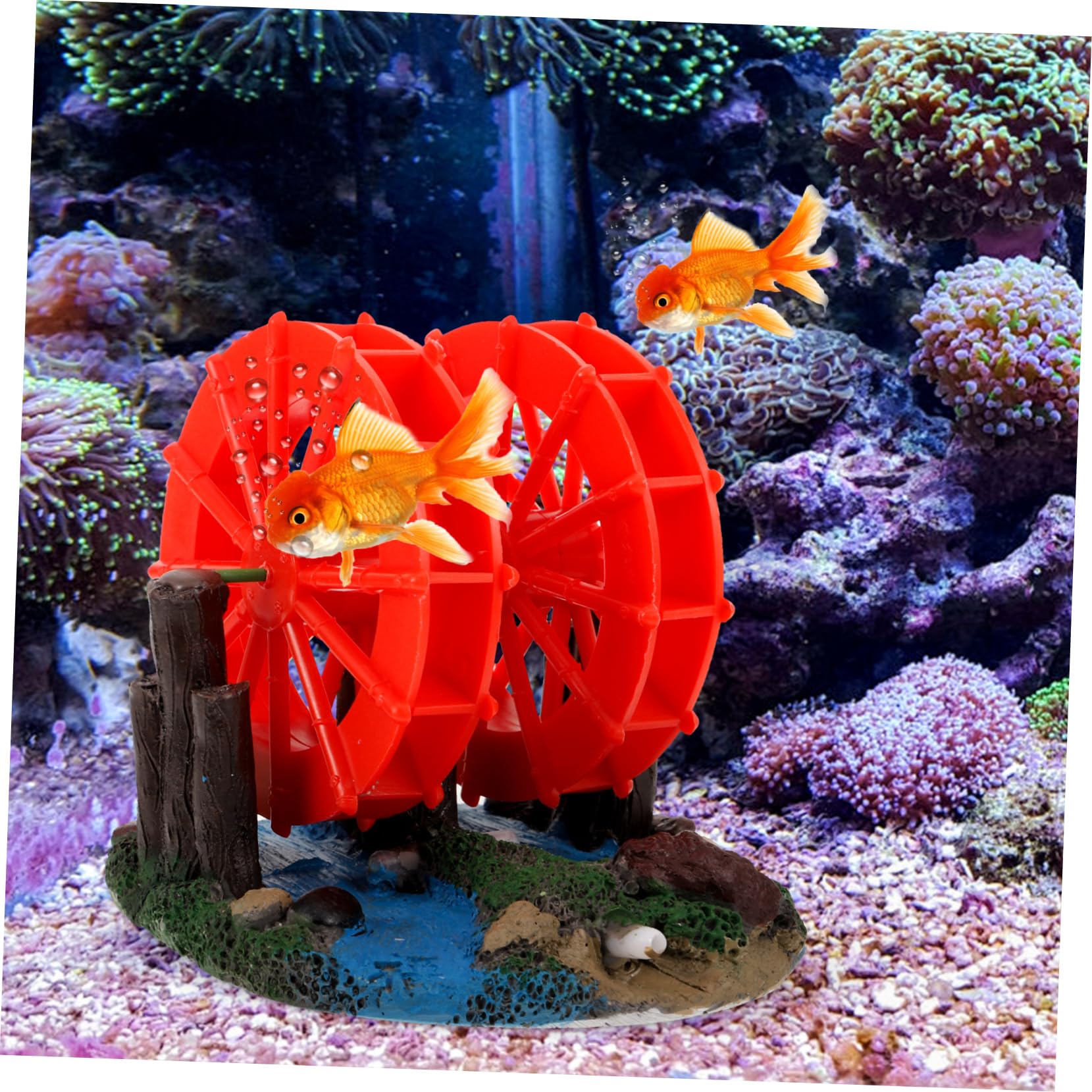 2 Pièces Ornement de Décoration Aquarium Roue à Accessoire Paysager pour Réservoir à Poissons Embellissement Unique pour Aquariums Réservoirs