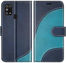 BoxTii Cover per Galaxy M31, Custodia in PU Pelle Portafoglio per Samsung Galaxy M31, Magnetica Cover a Libro con Slot per Schede, Blu