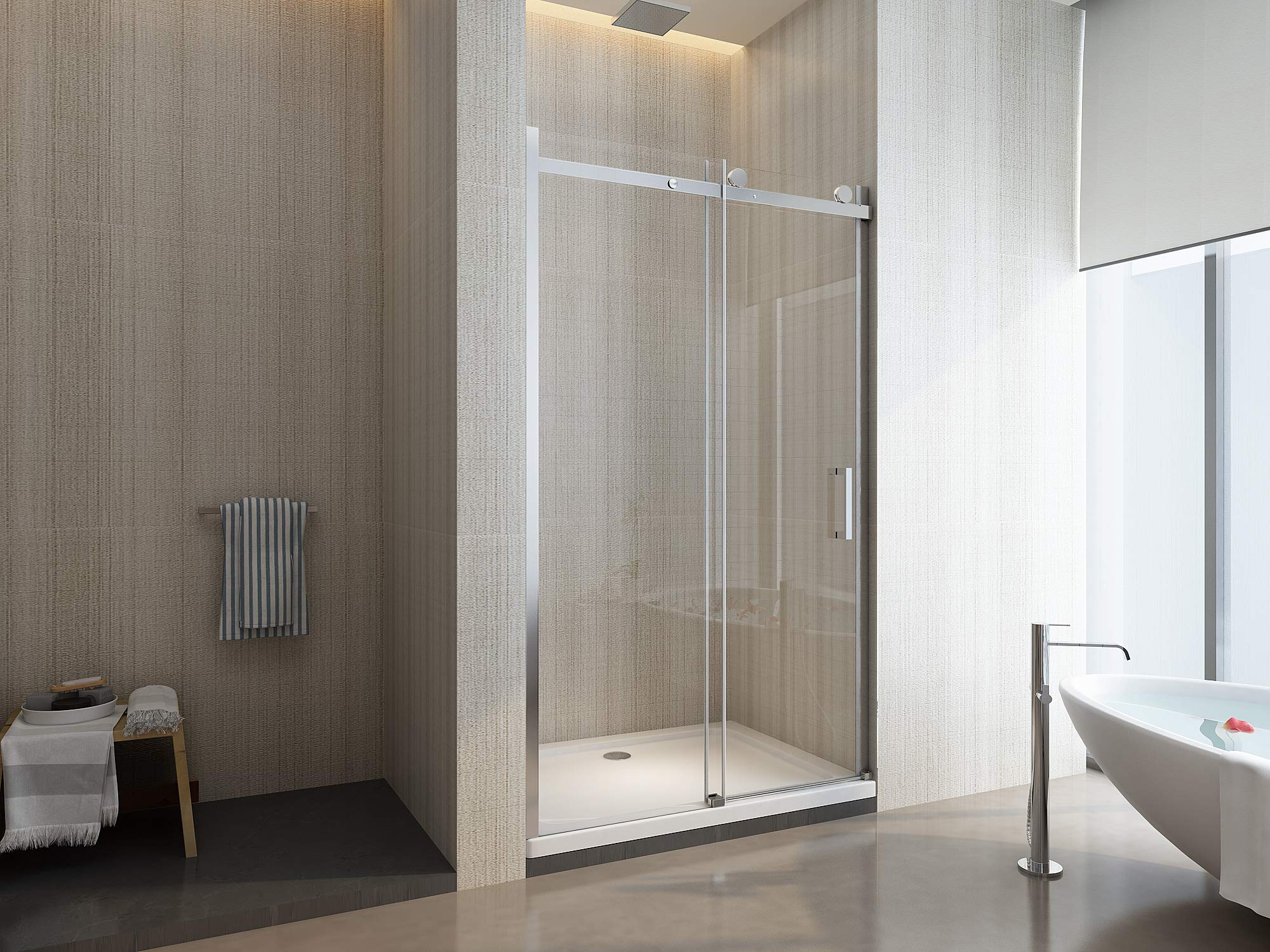 Porta Doccia Scorrevole Nicchia Lusso Vetro 8 MM Easy-clean Reversibile H.190 (108-110,5 H.190 cm)