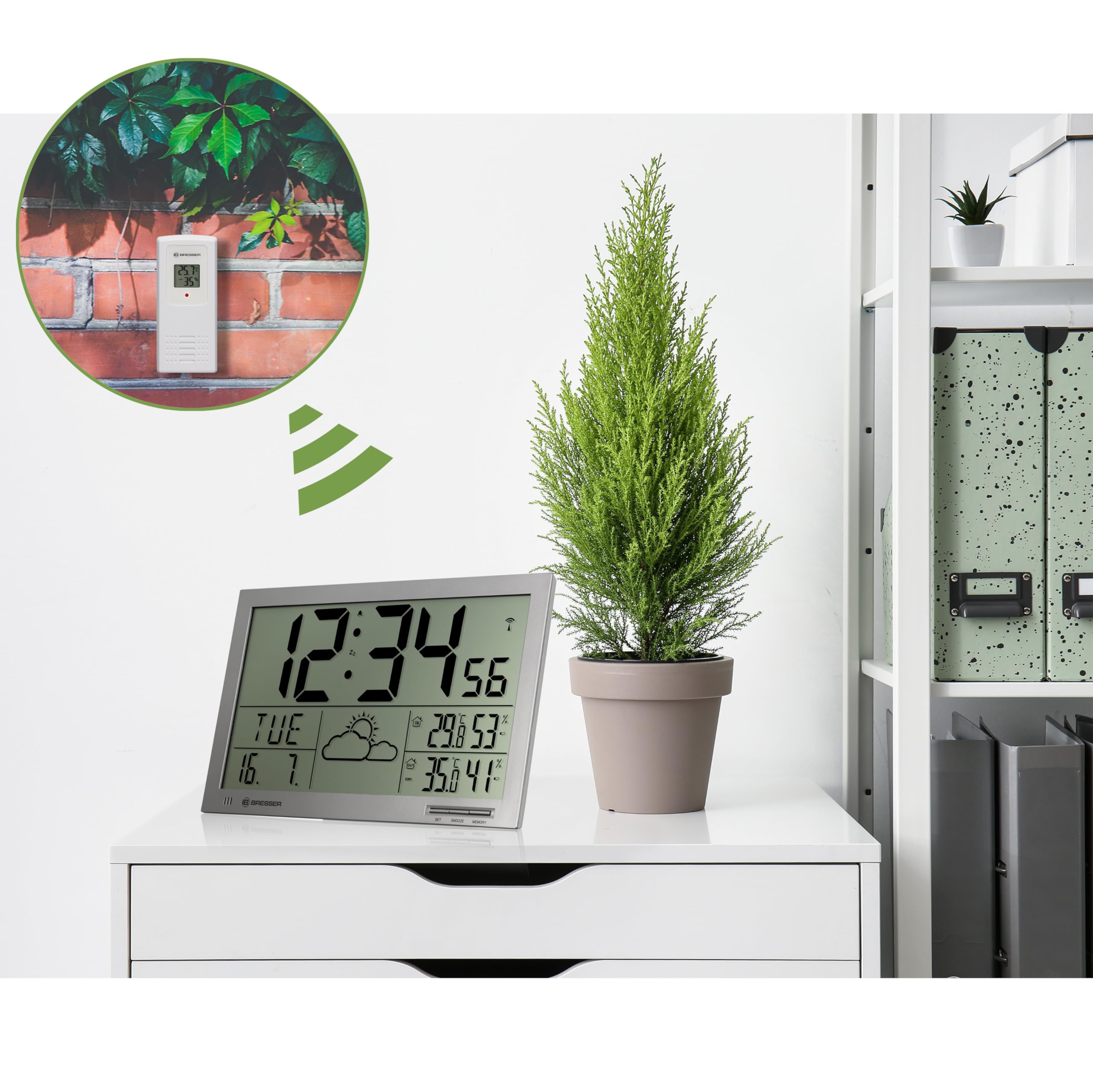 Reloj meteorológico de Pared BRESSER MyTime Jumbo LCD Antracita