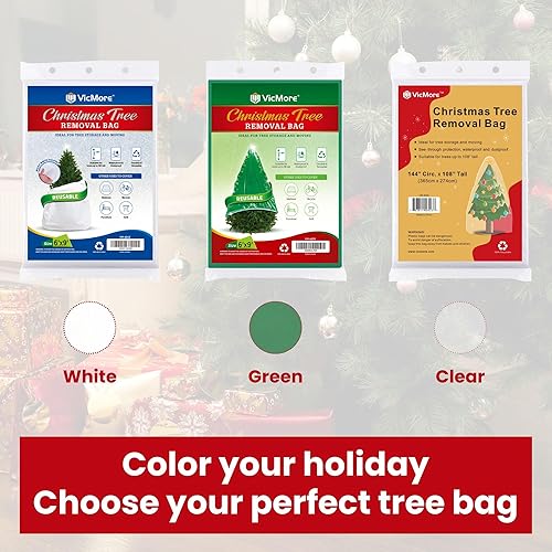 Miniatura 6 de VICMORE - Bolsa de eliminación de árboles de Navidad sin complicaciones, de 9 x 6 pies, color blanco, polietileno para una fácil limpieza, duradera