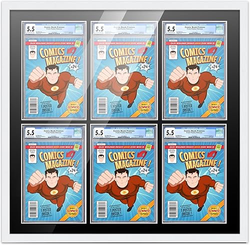 Miniatura 53 de Poster Palooza Marco de cómic con paspartú para 2 cómics CGC, CBCS o PGX Graded Comics – Marco de cómic negro para cómics de 8.125 x 13 pulgadas