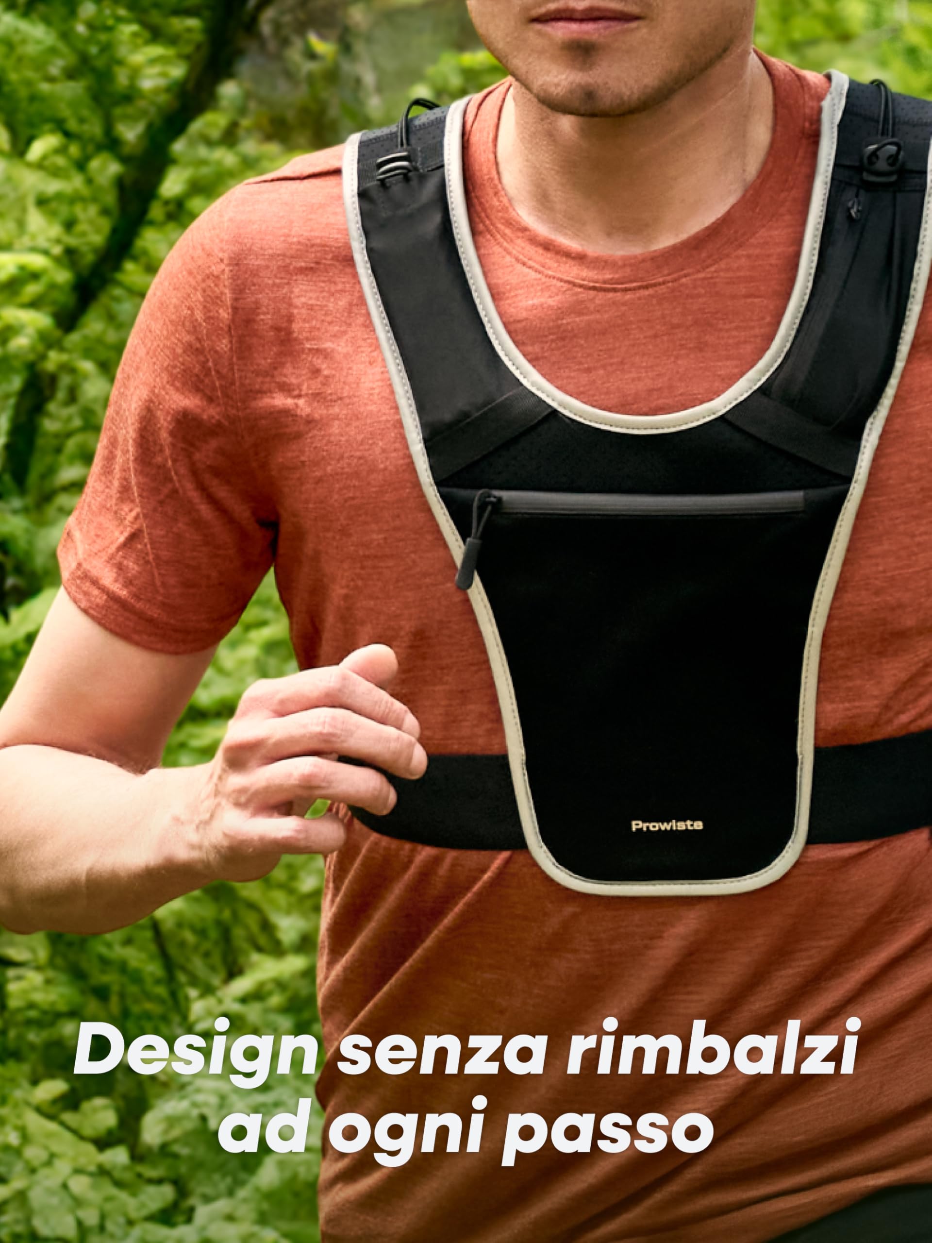 Prowiste Gilet da Corsa Uomo Donna con Tasca Impermeabile per Telefono e Borraccia, Riflettori, Regolabile
