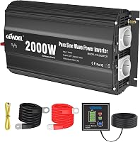 GIANDEL 2000W tiszta szinuszos inverter – 12V–230V feszültségátalakító autóba, lakóautóba és teherautóba, távirányítóval és USB csatlakozóval 1