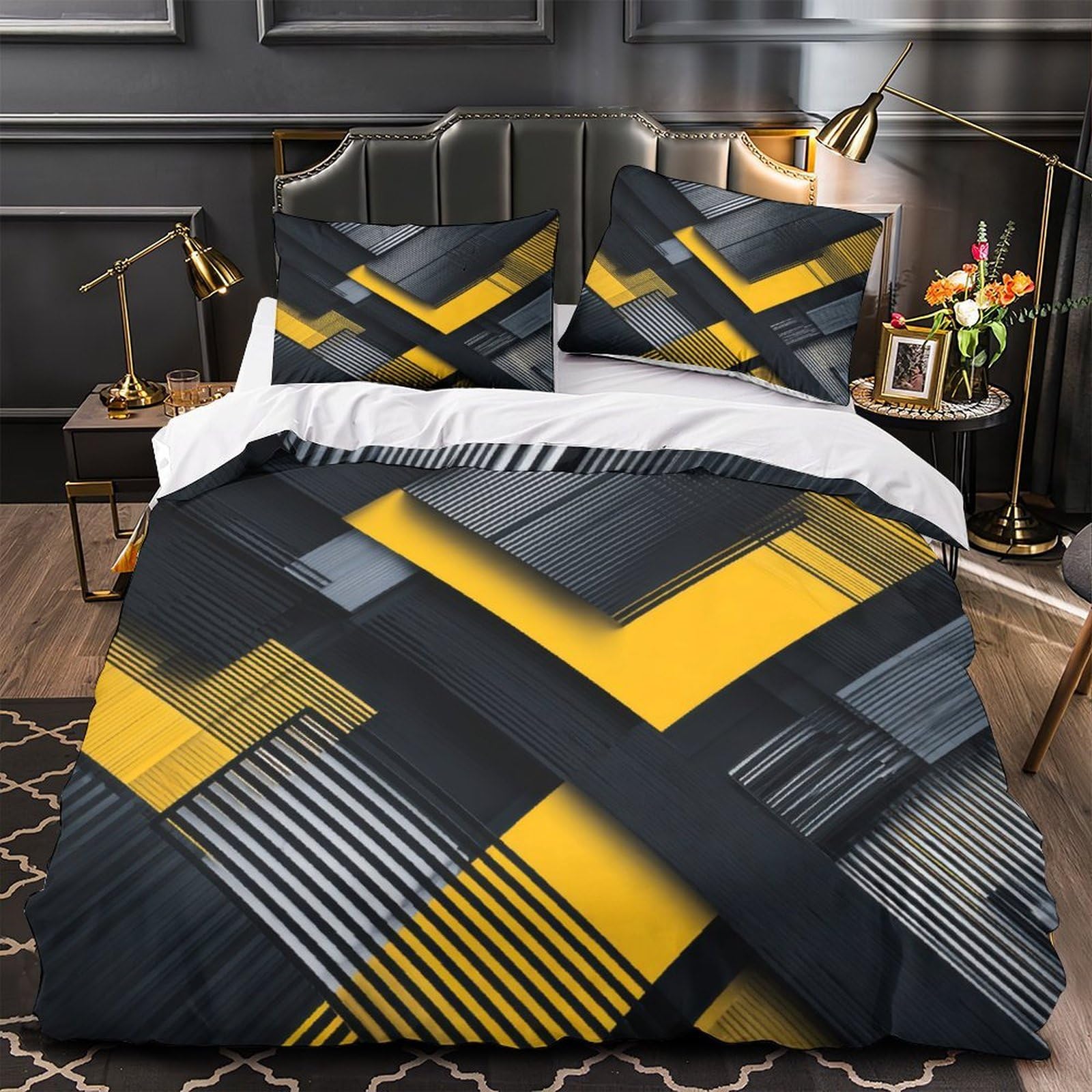Housse de couette respirante et hypoallergénique à motif abstrait 3D