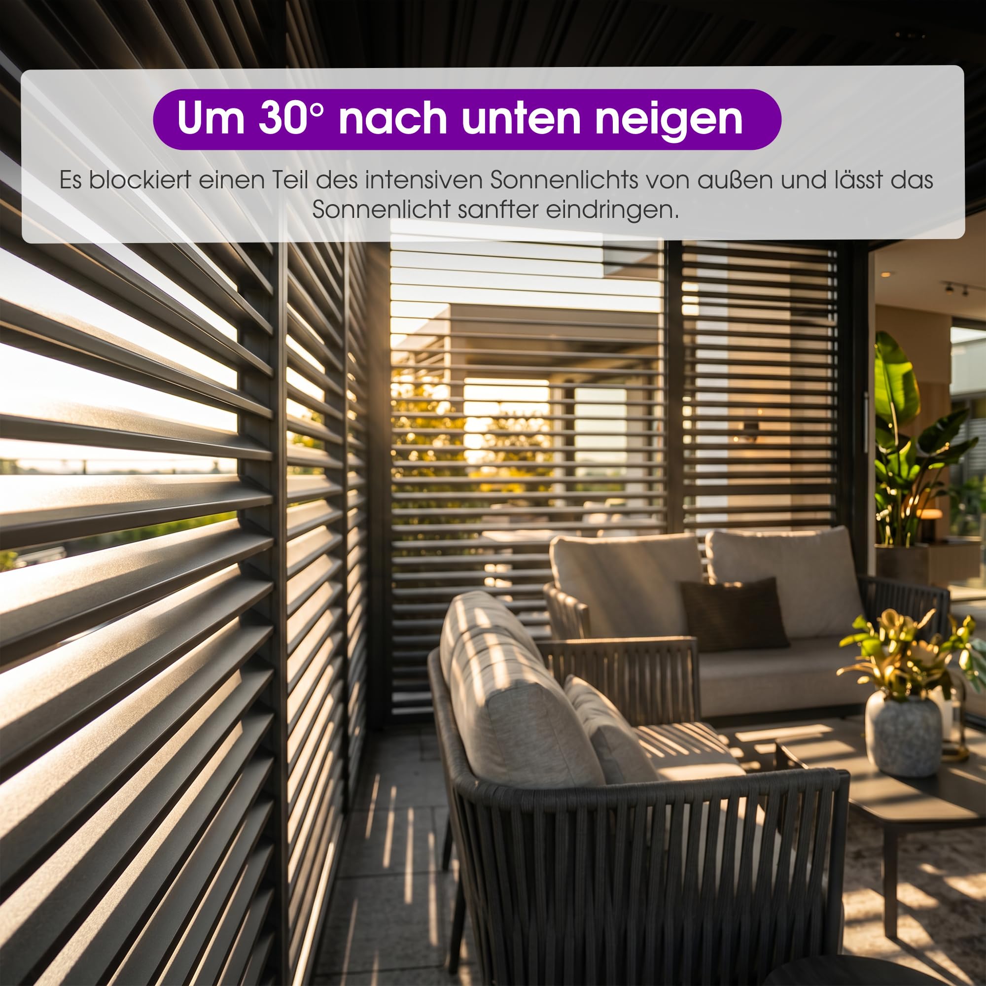 PURPLE LEAF Lamellenpergola Zubehör BY-AS, 1er-Set Alu Feste Horizontale Lamellenwand Paneel, für 3 m Graue Lamellenwand, Lamellenpergola Nicht Enthalten, Grau