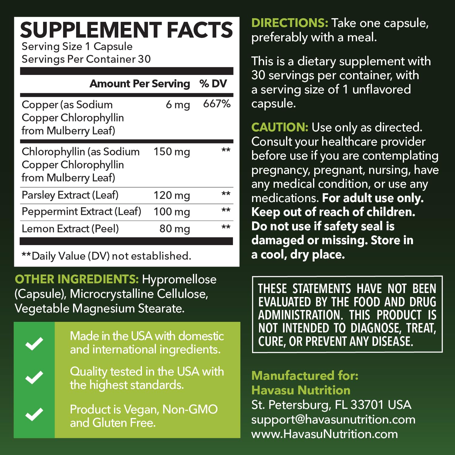 Chlorophyll Pills for Internal Cleanse & Balance, 30 Count, Internal Detox — Amazon image 2