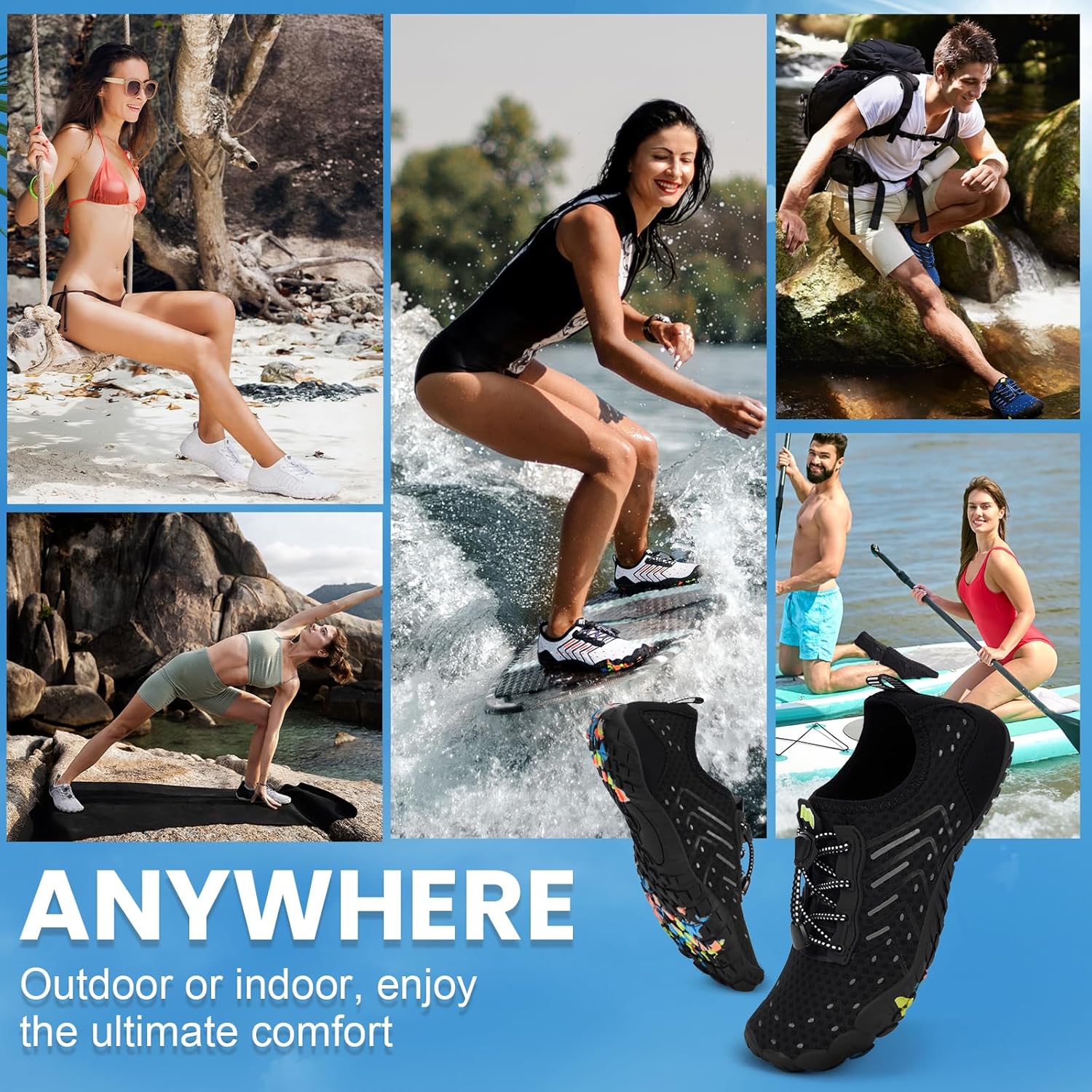 Hike Barefoot Shoes Women Men Footwear Wide Toe Quick-Dry Pro Barefoot Beach Swim Minimalist Grounding Shoes Breathable Non-Slip Grounded Footwear for Walking Kayaking Hiking Surfing - Image 7