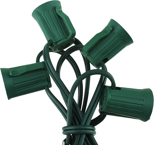 Cadena de luz Pro-Series de 25 pies para interiores y exteriores, cadena de luz verde con 25 enchufes C9 (no incluye bombillas)