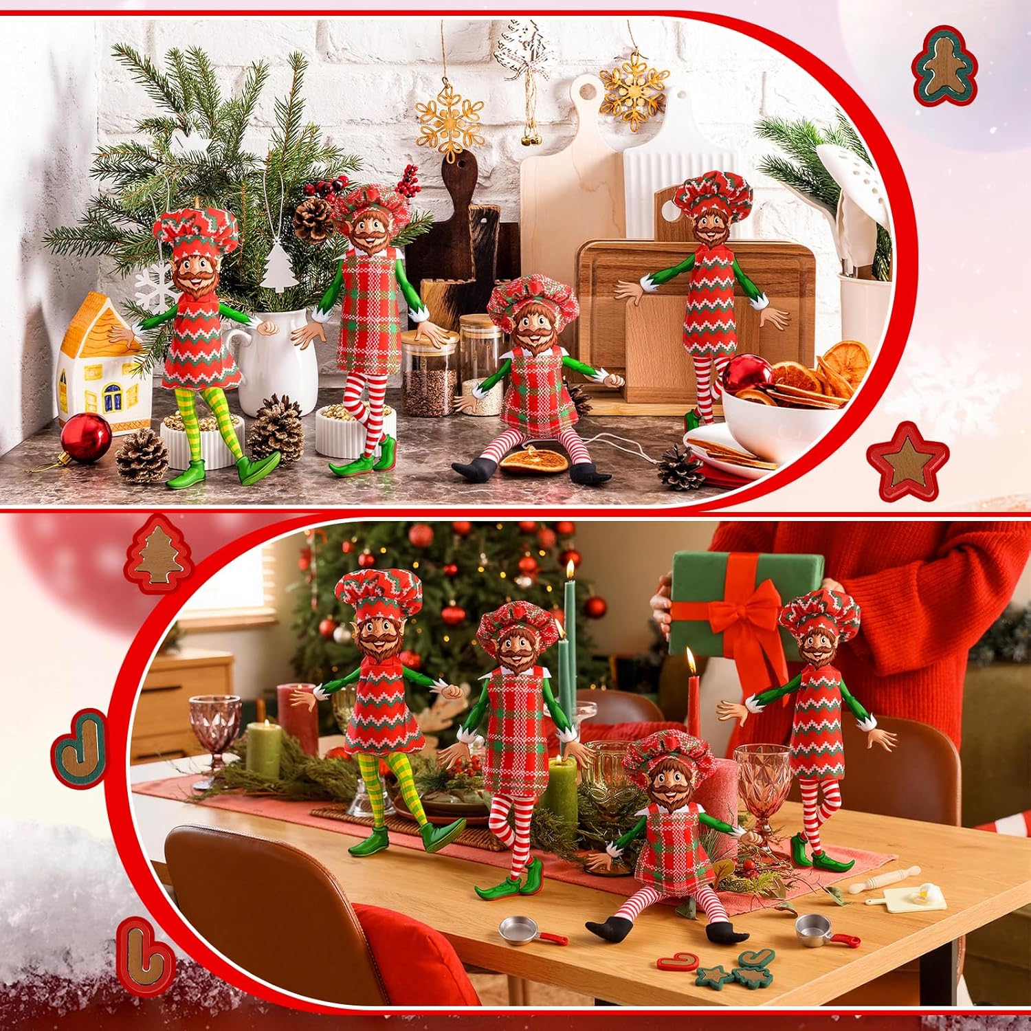 MiniInflat 36 Pcs Christmas Doll Accessories Dolls Baker Outfit Set Christmas Mini Doll Cooking Accessories Include Baker Outfit Mini Baking Props for Dollhouse Decorations Girls and Boys Xmas Gift