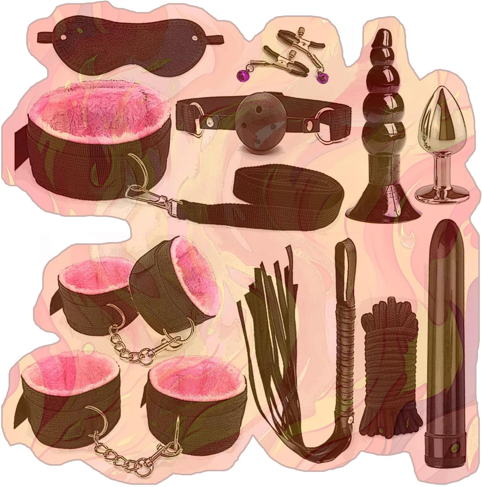 11 pcs Nylon Plush Practice Protection Kit with Exercise Balls Props, Practice Accessories for Carnival Night -USLC019Z (Pink, A:General)