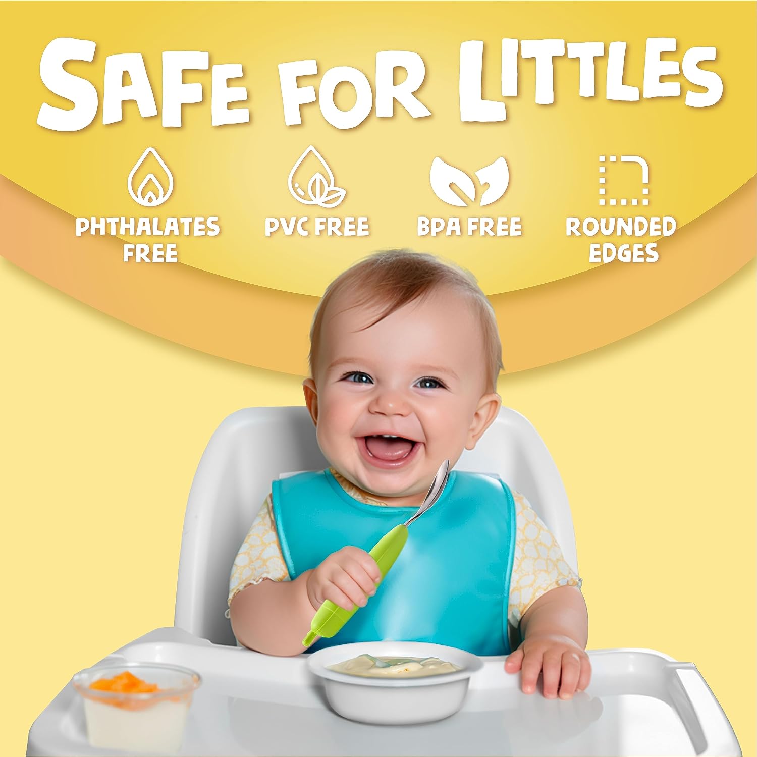 MONEE Toddler Utensils | Easy to Use Toddler Silverware Set | Made in Korea | BPA-Free | Toddler Forks & Spoons | Baby Utensils 6-12 Months | Baby Spoons Self Feeding 6 Months | 100% Platinum Silicone