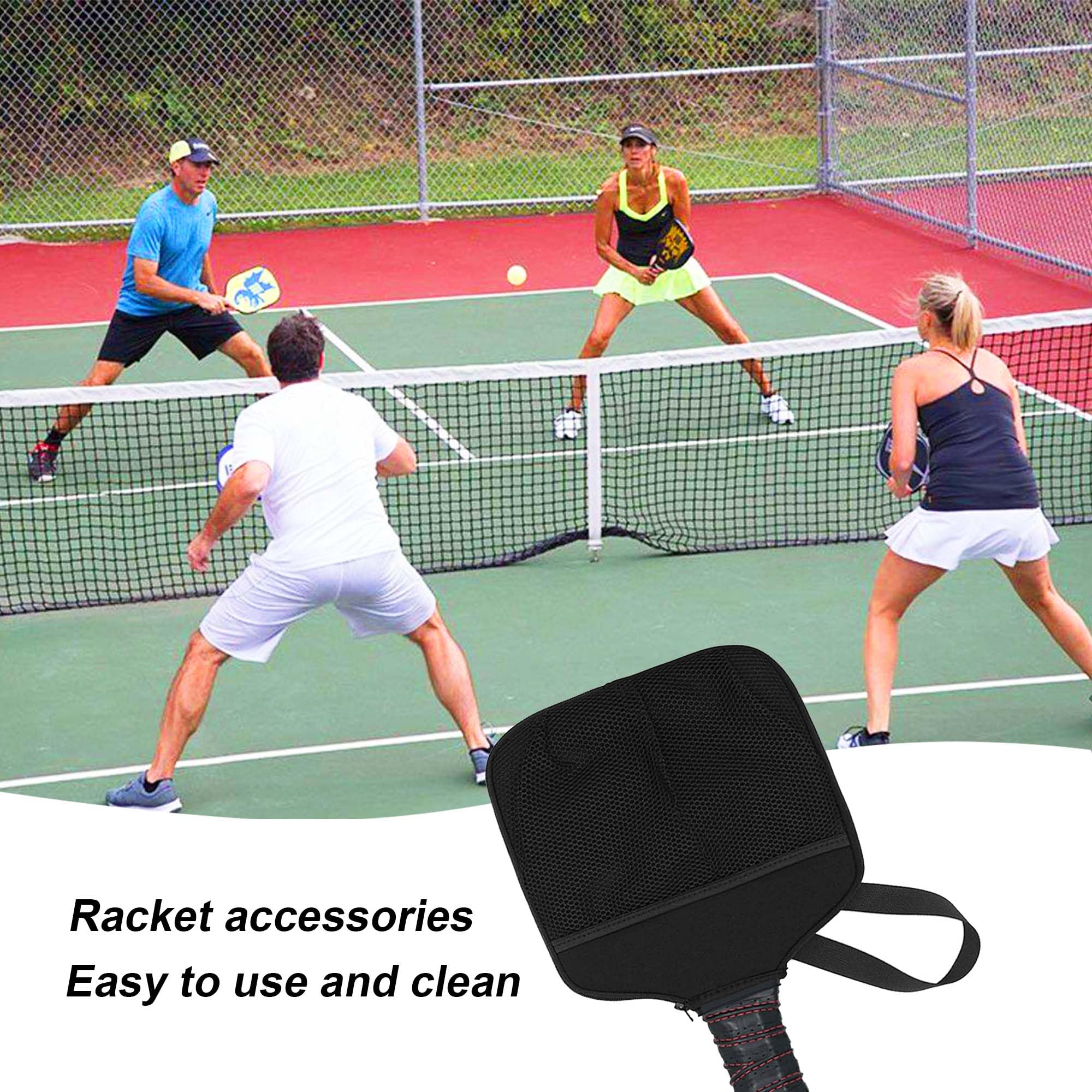 Copri racchetta per pickleball con tasca in rete per cordino Coperchio per Pickleball Racchetta Custodia protettiva in neoprene per pagaia da pickleball per racchette da pickleball