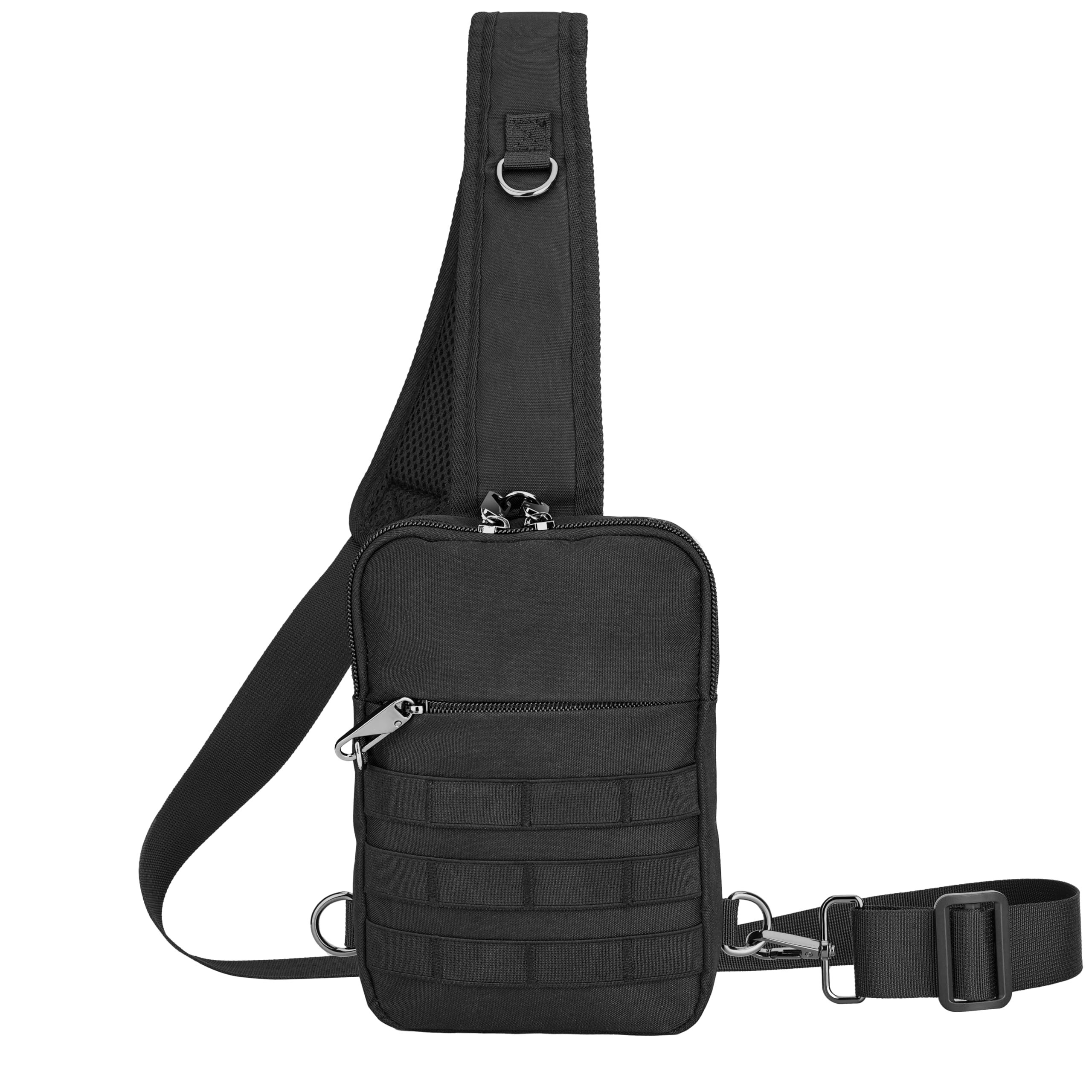 Tibroni Anti Diebstahl Sling Bag Taktische Wasserdicht Klein Umhängetasche Chest Schwarz Crossbody Bag Brusttasche Herren Schultertasche Tasche Handtasche mit Reißverschluss Lock und RFID-Blockierung