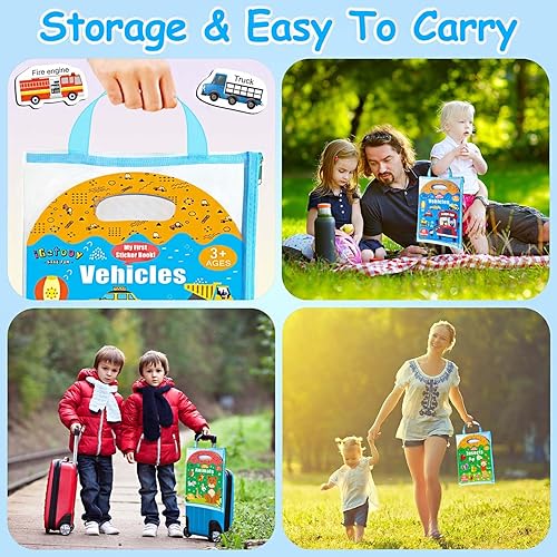 Miniatura 5 de iGetooy 6 juegos de libros de calcomanías reutilizables para niños de 1 a 3 años, 227 calcomanías reutilizables para niños, libro de actividades de