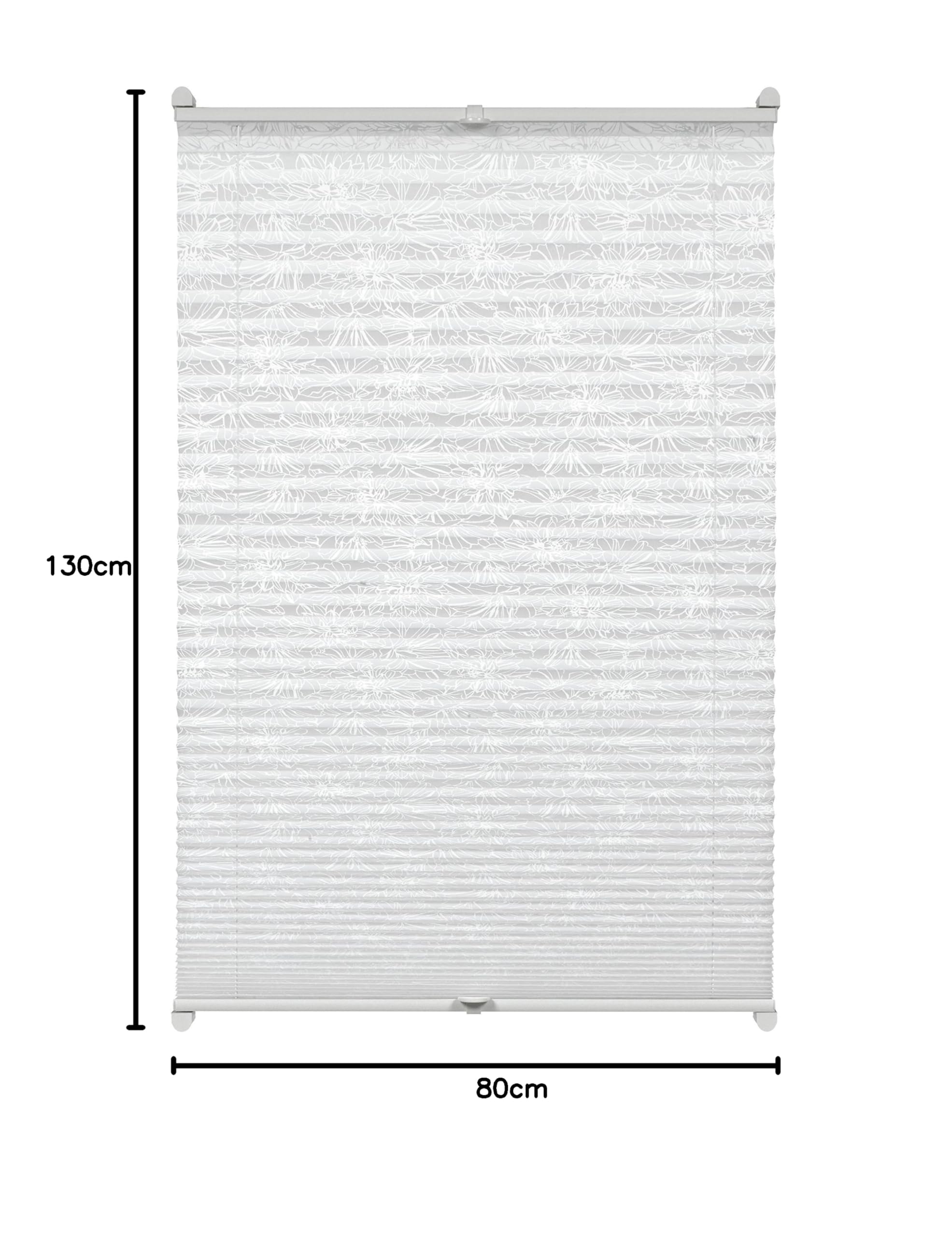 GARDINIA Roleta plisowana do zacisku, nieprzezroczysta, wszystkie elementy montażowe w komplecie, plisa EASYFIX zapinana na dwie szyny, wzór kwiatowy, biała, 80 x 130 cm (szer. x wys.)