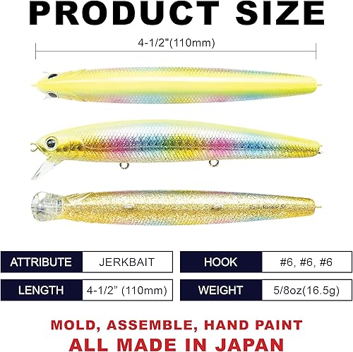 Vista 13 de LUCKY CRAFT FlashMinnow 110, señuelos de pesca de agua salada, Jerkbait, halibut, perca de surf, colgante, equipo de pesca, accesorios de pesca, 714