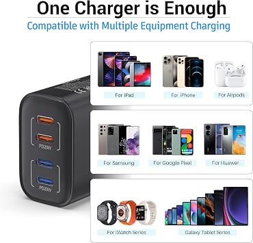 TT&C 40W USB C Charger Block, 2-Pack Type C Wall Plug for iPhone 17, 16, 15 | 4 USBC Ports Fast Charging USB-C Adapter Box Cube Compatible with iPhone 14/13/12 Pro Max Air & Samsung phone (Black)