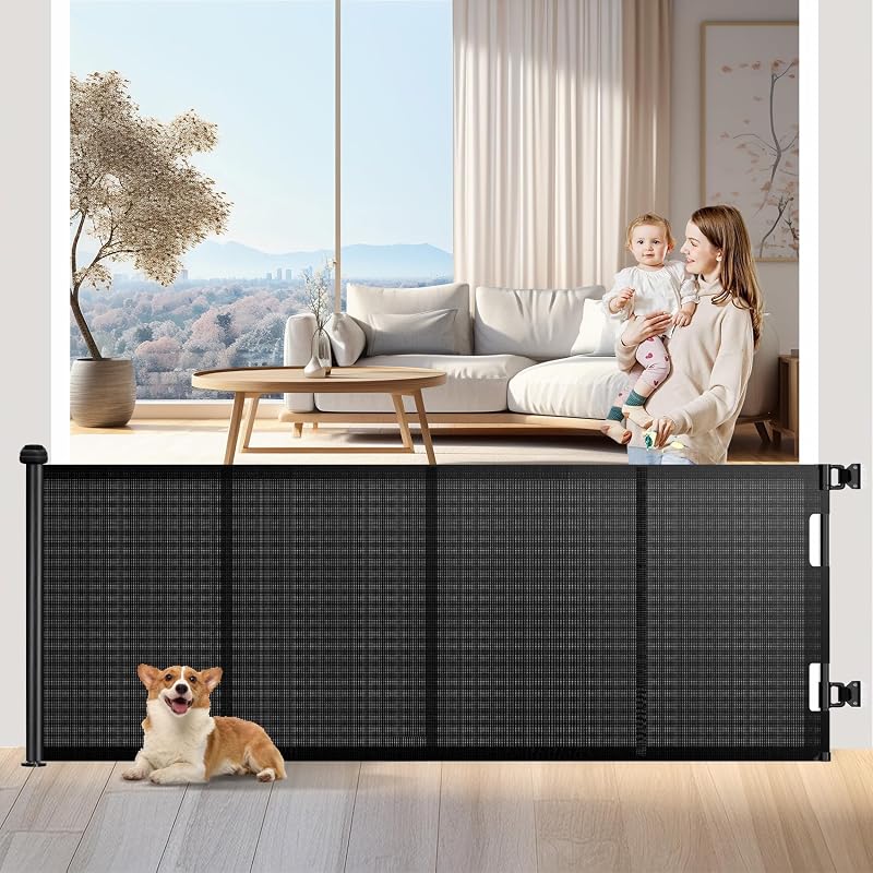 WodonDirect Biztonsági Ajtórács - 500 cm Széles, 86 cm Magas, Kihúzható Gyerekkapu és Kutyarács Lépcsőhöz, Ajtóhoz, Folyosóhoz, Kültérre, Fe