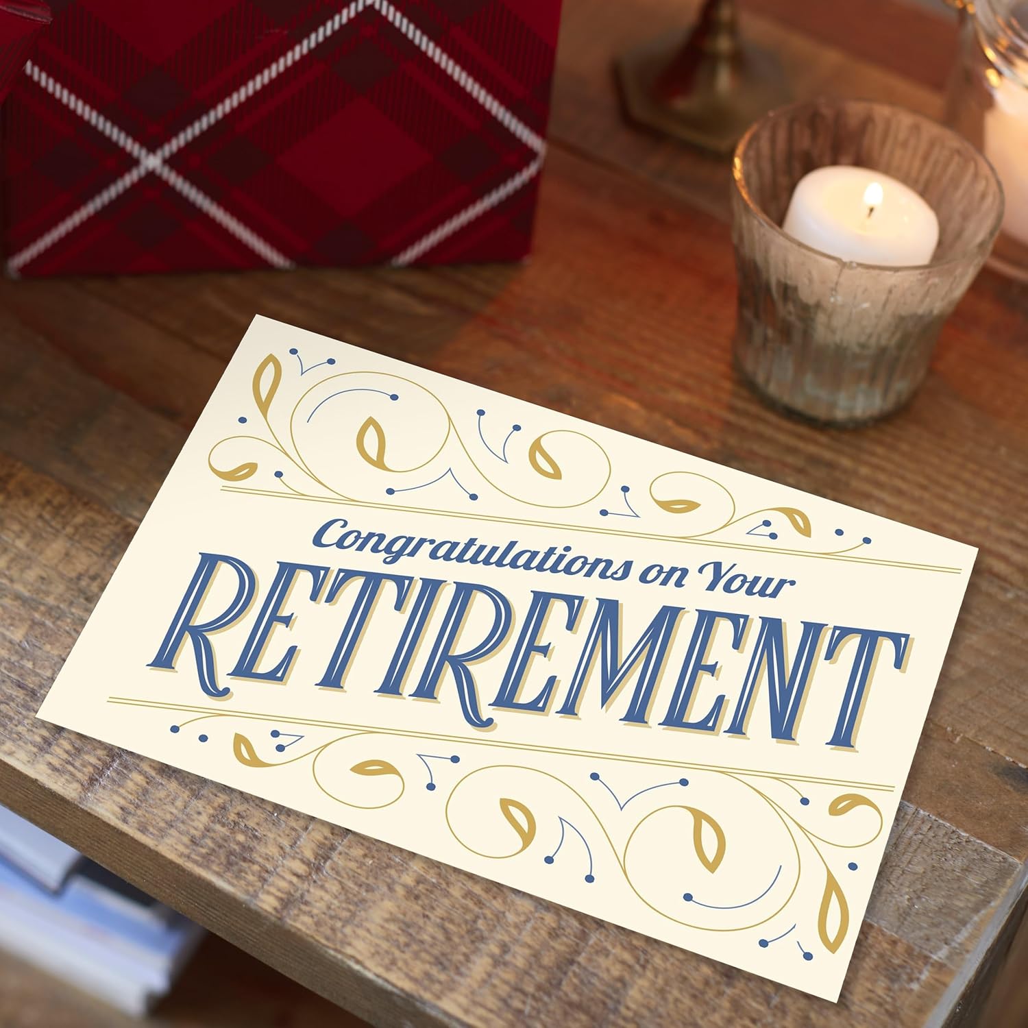 Hallmark Business Bulk 25 Pack Corporate Retirement Cards for Employees & Customers (Gold Leaf Scroll), 5 x 7 Cards, Message Inside, Envelopes Included
