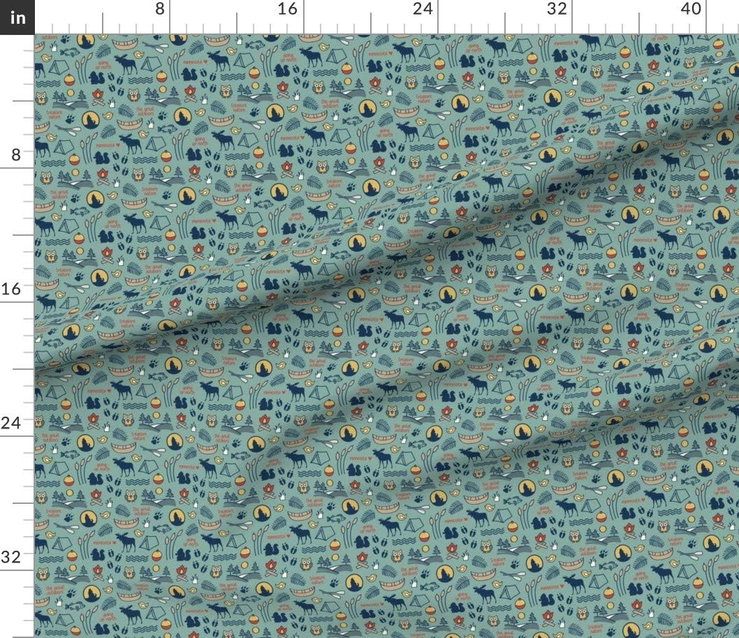 Spoonflower Fabric - Nature Wildlife Outdoors Camping Park Recreation Printed on Petal Signature Cotton Fabric by The Yard - Sewing Quilting Apparel Crafts Decor