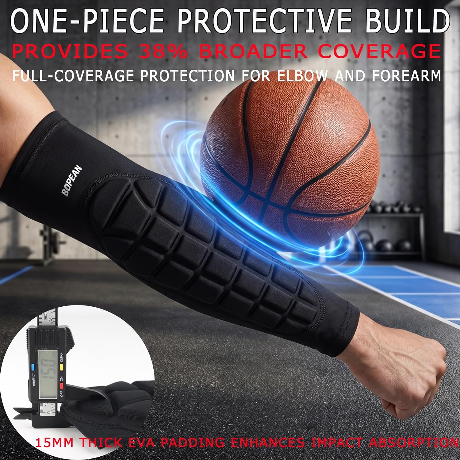 Padded Elbow Forearm Sleeves, Crashproof Arm Pads, 2 Pack for Sports | Compression for Volleyball and Football