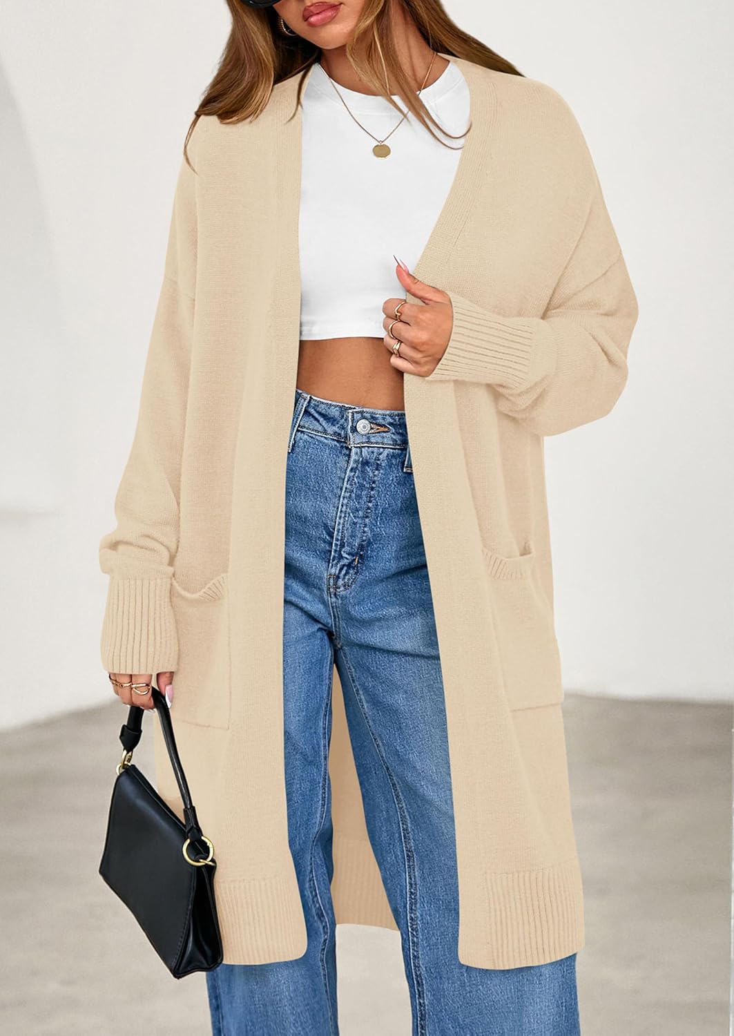 PRETTYGARDEN Women's Long Oversized Cardigans 2026 Fall Trendy Long Sleeve Open Front Chunky Sweater Knit Winter Clothing - Image 8