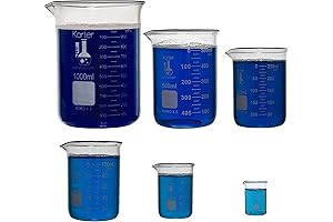 Karter Glass Beaker Set for Scientific Use: 6 Sizes in Lab-Grade Borosilicate