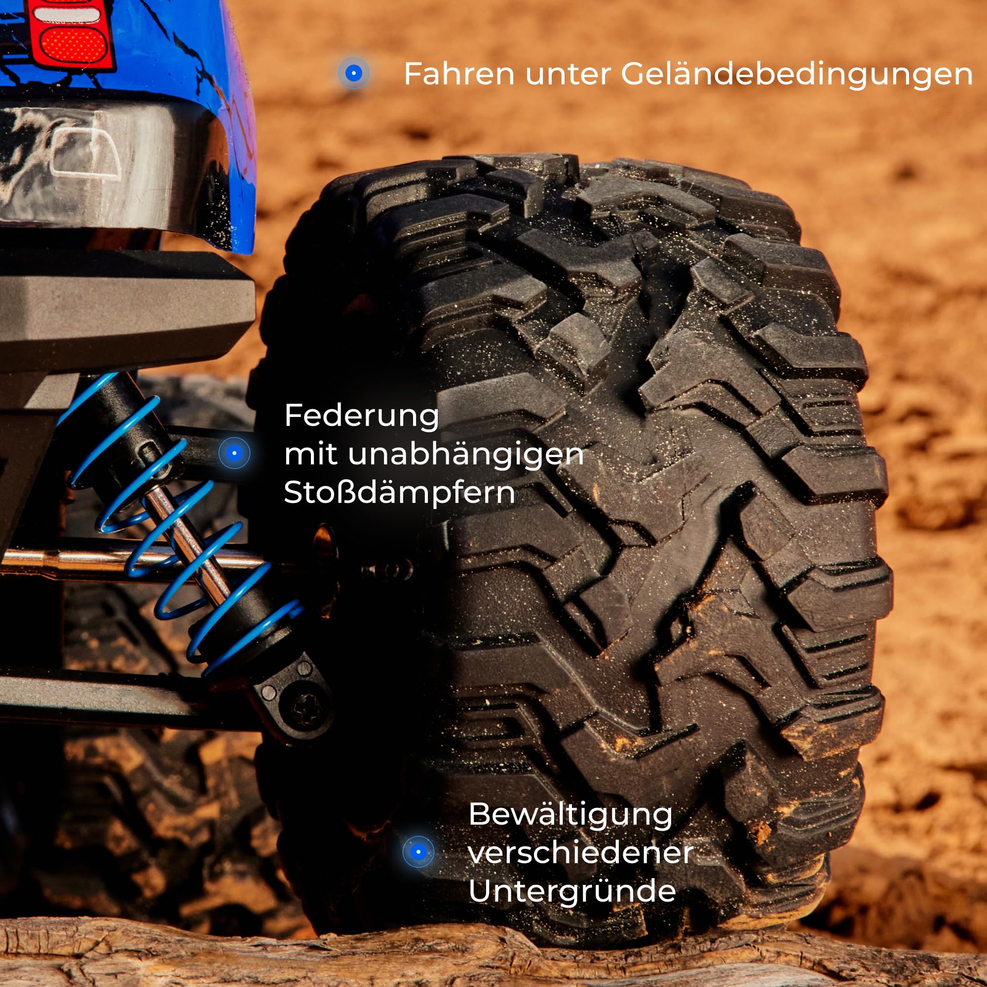 Overmax X-Shard Ferngesteuertes Auto 4WD 1:16 Offroad, bis zu 30 km/h, mit | Tempobegrenzer, 2,4 GHz RC Monster Truck mit Metallantrieb, Stoßdämpfern, 90 m Reichweite, für Kinder ab 6 Jahren