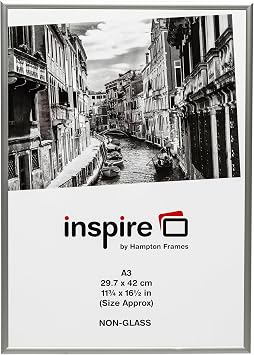 Hampton Frames ALUMINIUM A3 30x42cm Silver Painted Aluminium Photo Picture Poster Frame PAAFA3BX