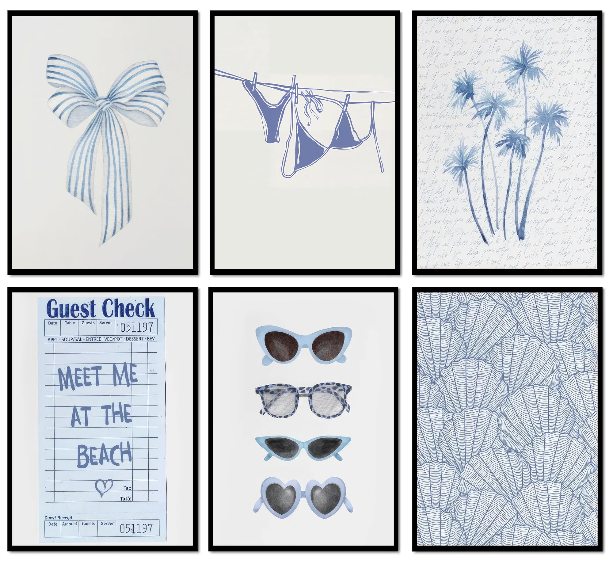 Pastel Coastal Wall Art - 6 Prints FREE SHIPPING -8