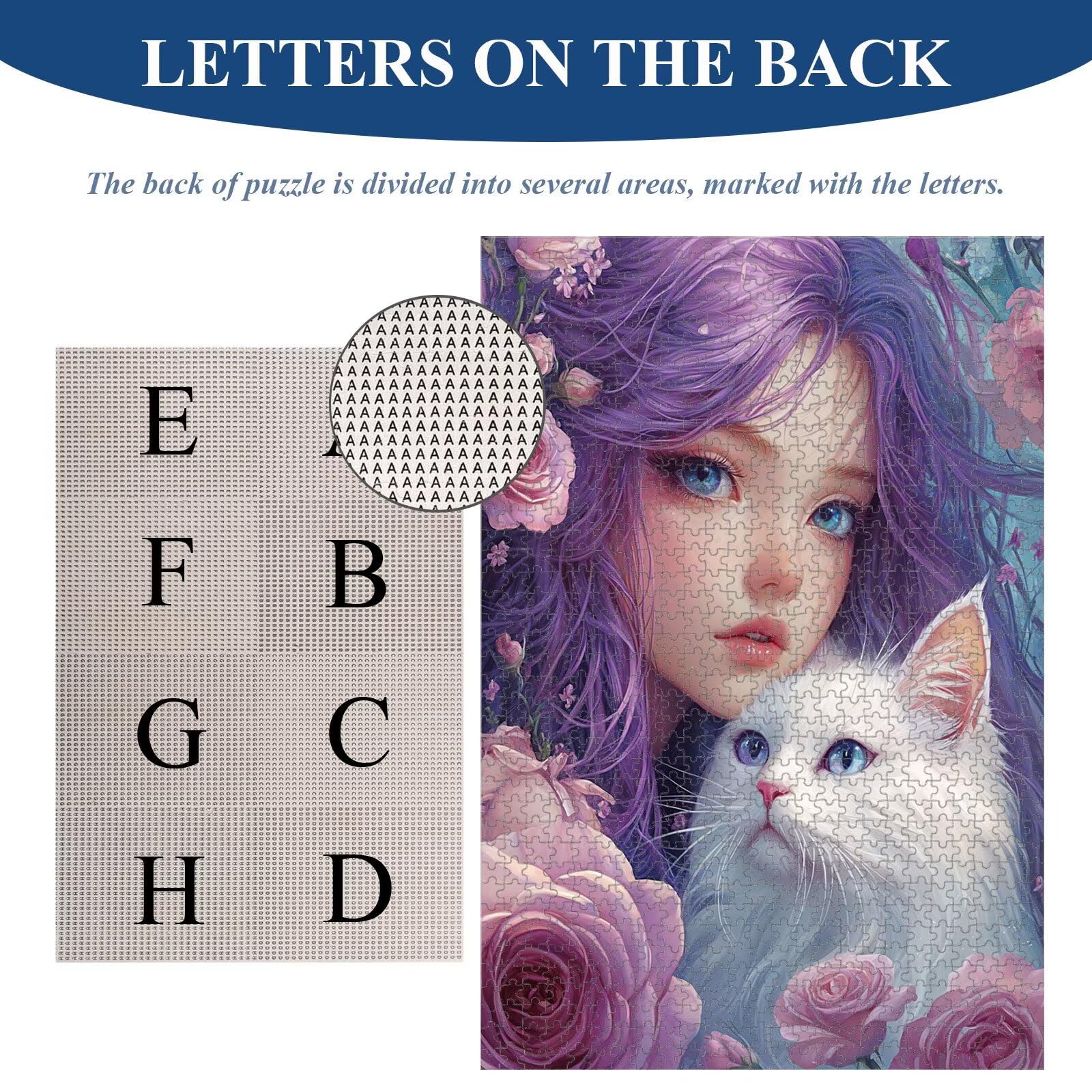 Puzzle 3000 Teile für Erwachsene, Mädchen & Katze Holzpuzzle, 1T#2197
