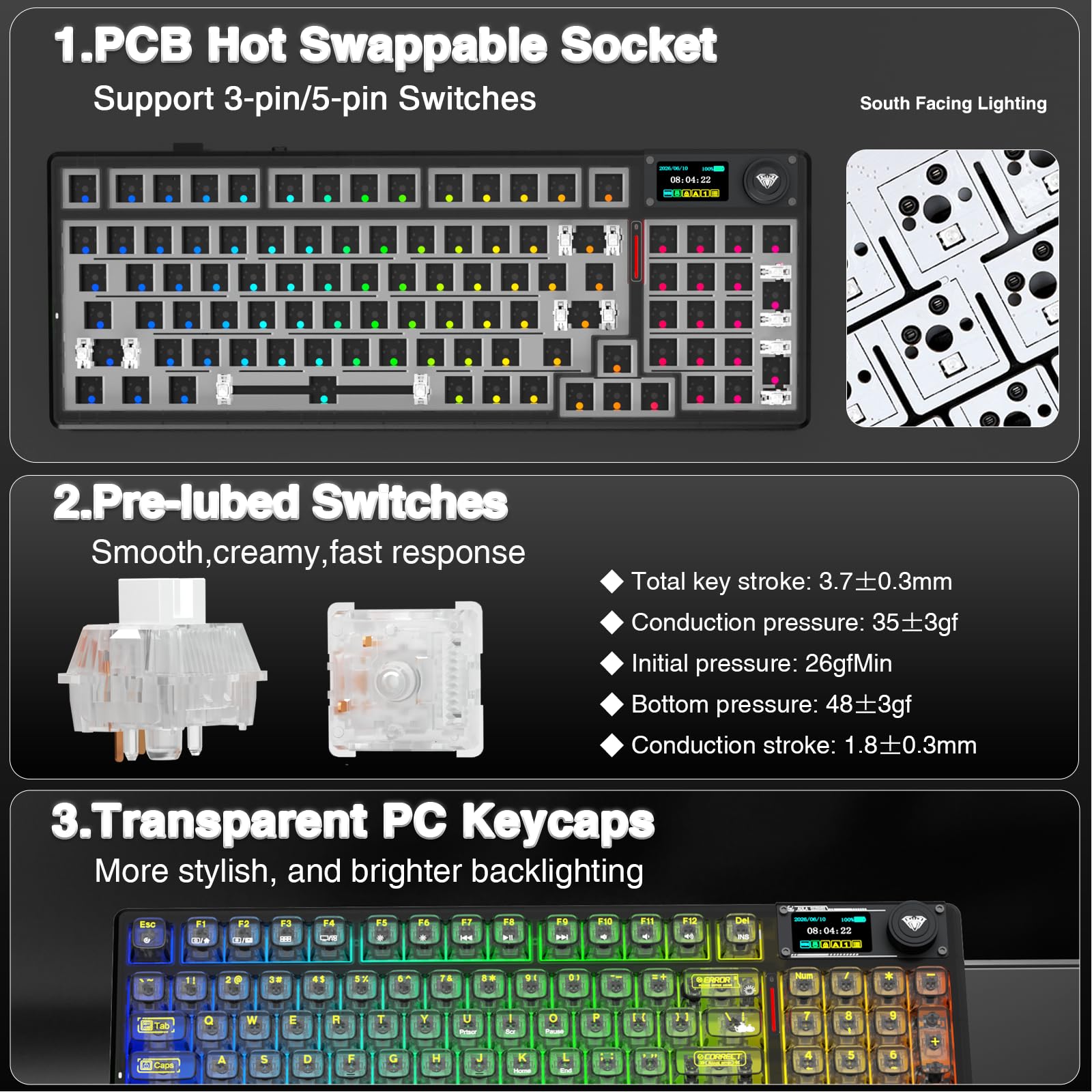Amazon.com: AULA F98 Pro V3 Wireless Mechanical Keyboard with
